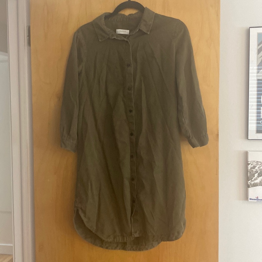 Zara Women Olive button down dress. Size M.